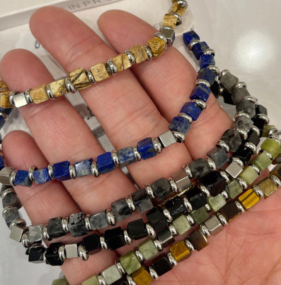 Bracelet Perles carrées fines - Hommes
